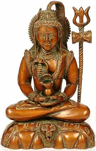 9" Meditating Shiva Brass Statue Handmade