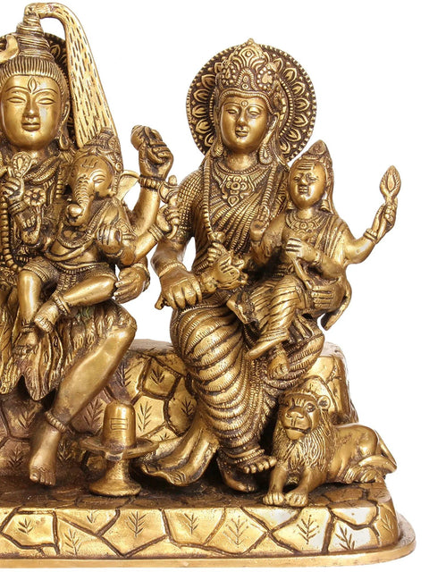 12" The Holy Shiva Family Brass Statue | Handmade | Made In India