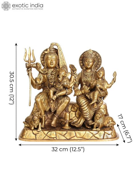 12" The Holy Shiva Family Brass Statue | Handmade | Made In India