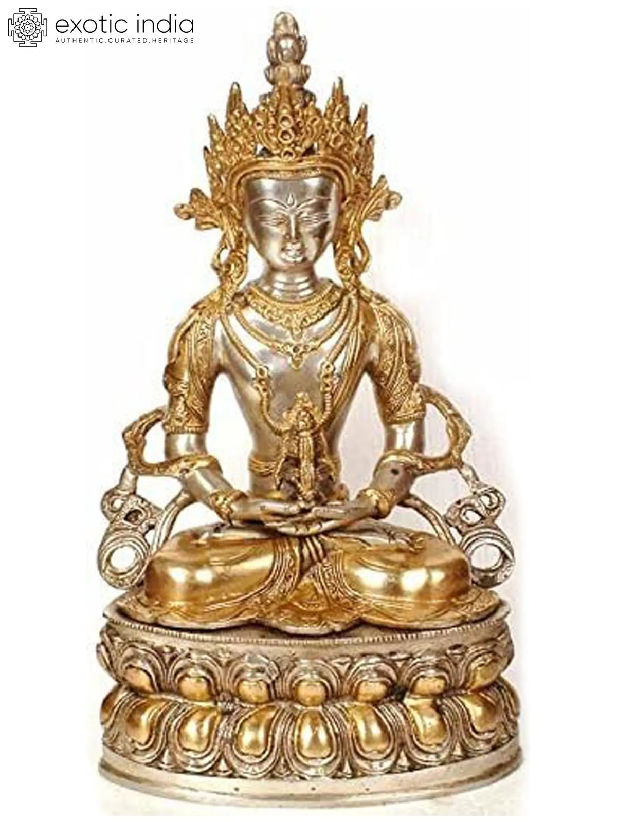 14" Tibetan Buddhist Deity Amitabha  In Brass | Handmade | Made In India