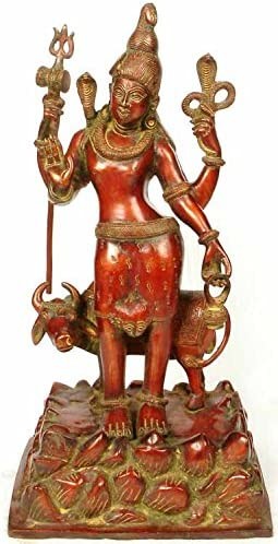 17" Lord Shiva with Nandi Handmade Brass Statue